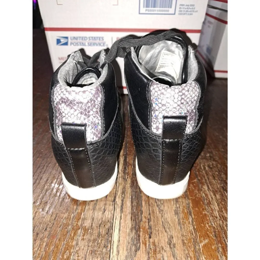 Size 8 Madden Girl Supastud Black Leather High Top Sneaker Athletic Casual Shoes